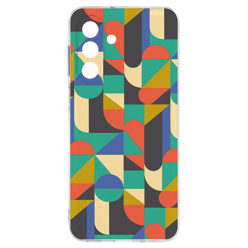 Samsung Galaxy A17 TPU Hoesje Funky Retro Backcover achterkant kleurrijk geometrisch ontwerp
