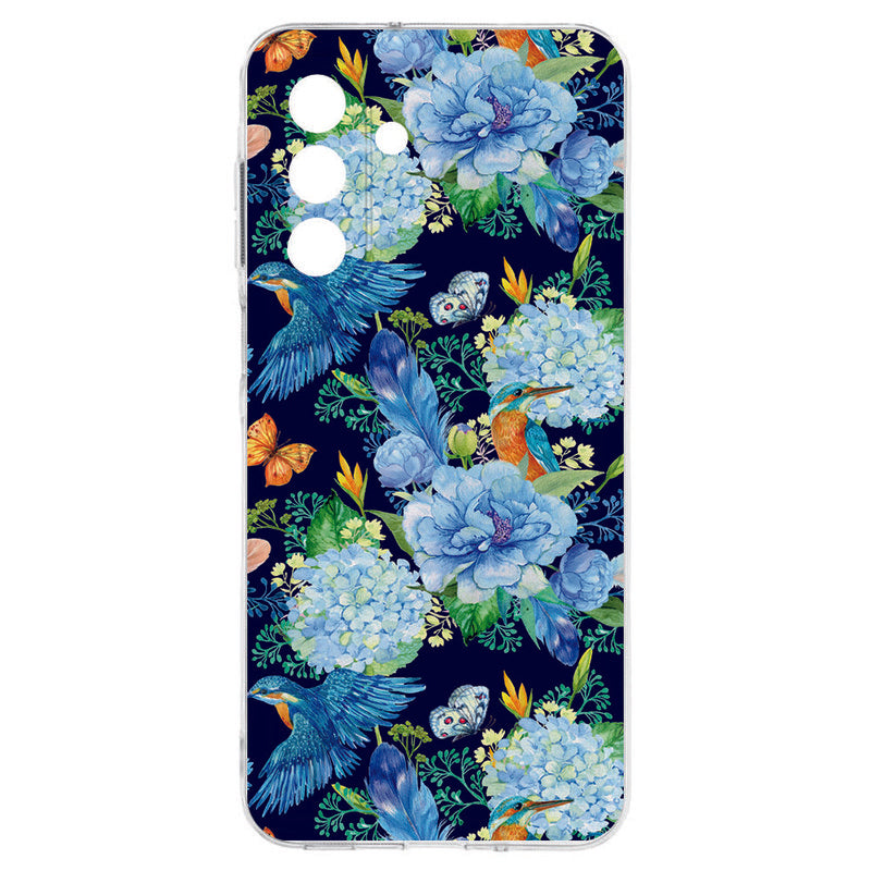 Samsung Galaxy A17 TPU Hoesje IJsvogel Backcover design bloemen vogels