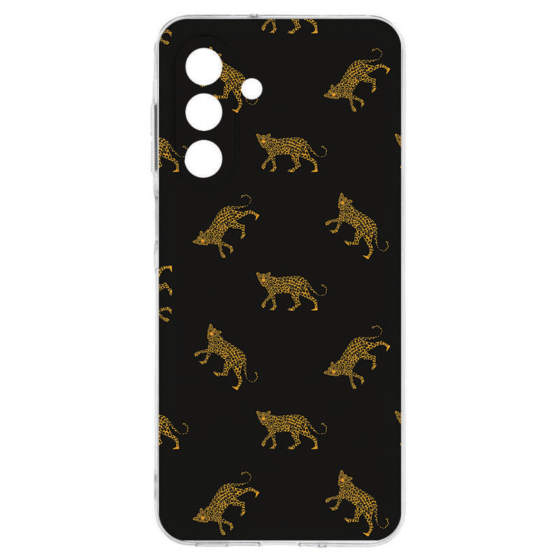 Samsung Galaxy A17 TPU Hoesje Leopards Backcover achterkant zwart met leopards design
