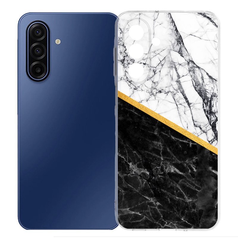 Samsung Galaxy A17 TPU Hoesje Marble White Black achterzijde