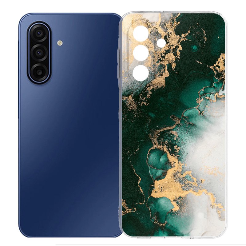Samsung Galaxy A17 TPU Hoesje Marmer Groen Backcover achteraanzicht