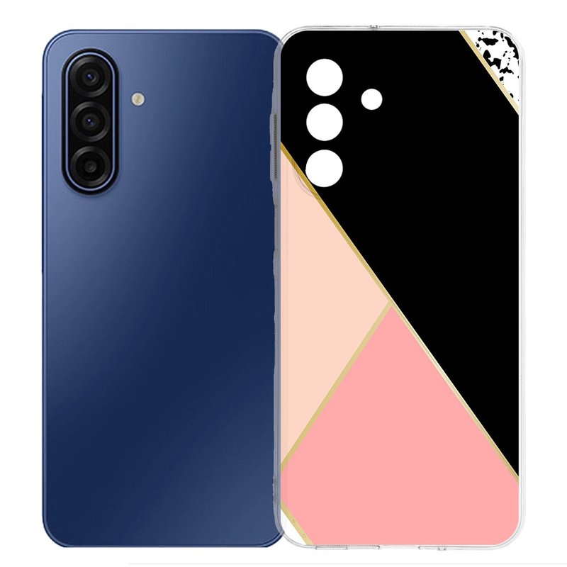 Samsung Galaxy A17 TPU Hoesje Zwart Roze Vormen Backcover achteraanzicht
