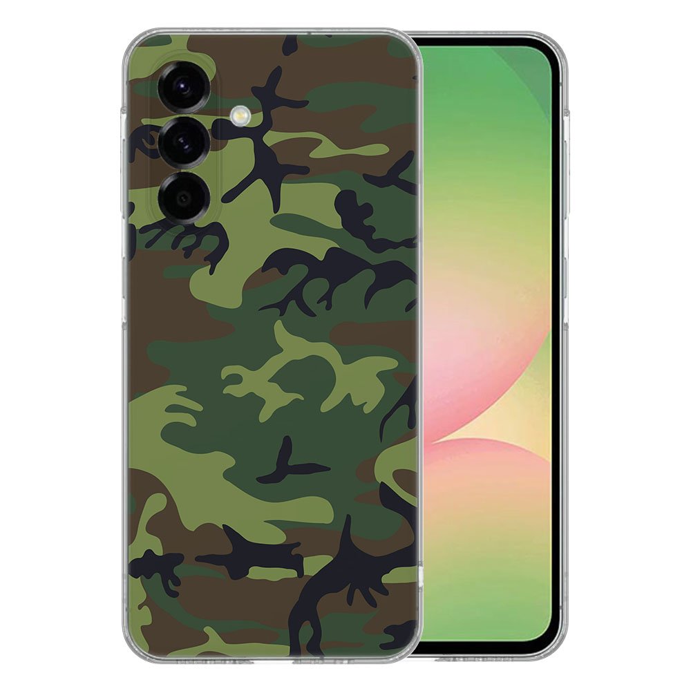 Samsung Galaxy A56 TPU Hoesje Army Dark Backcover camouflage ontwerp achterkant