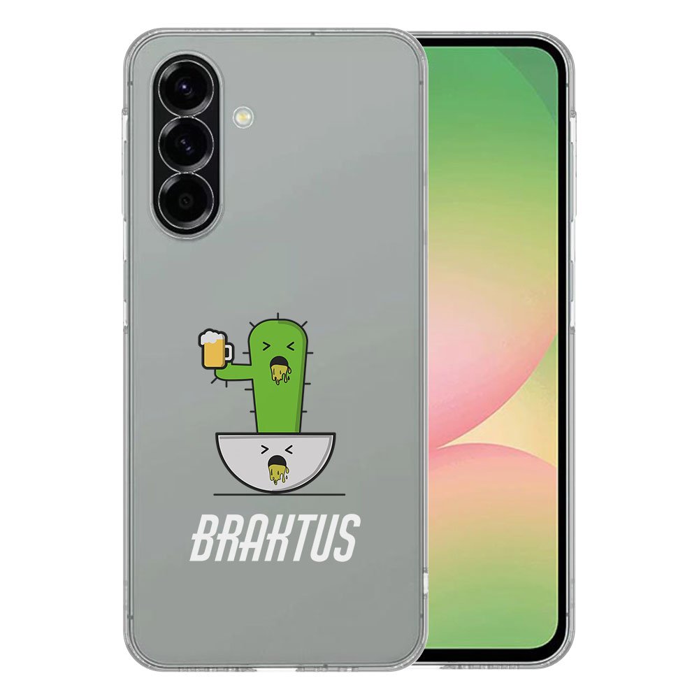 Samsung Galaxy A56 TPU Hoesje Braktus Backcover Grijs ontwerp cactus