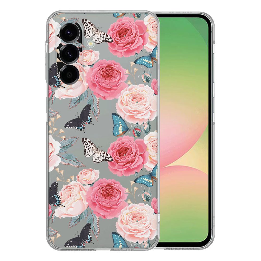 Samsung Galaxy A56 TPU Hoesje Butterfly Roses voorkant