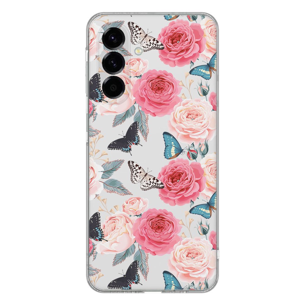 Samsung Galaxy A56 TPU Hoesje Butterfly Roses achterzijde