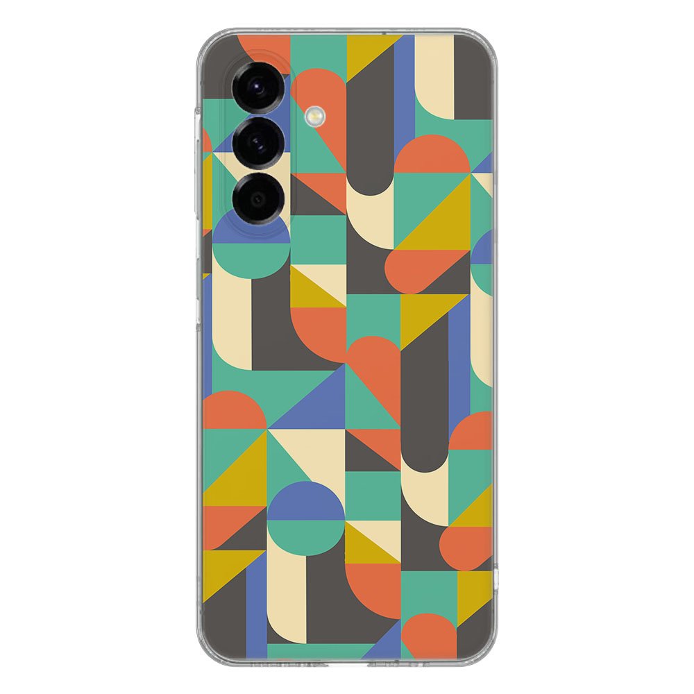 Samsung Galaxy A56 TPU Hoesje Funky Retro achterkant kleurig ontwerp geometrisch patroon