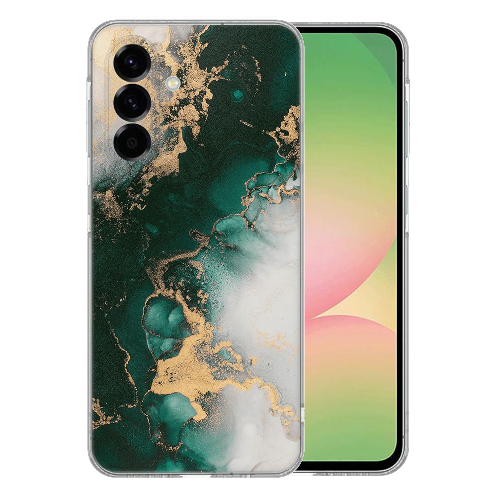 Samsung Galaxy A56 TPU Hoesje Marmer Groen Backcover achteraanzicht