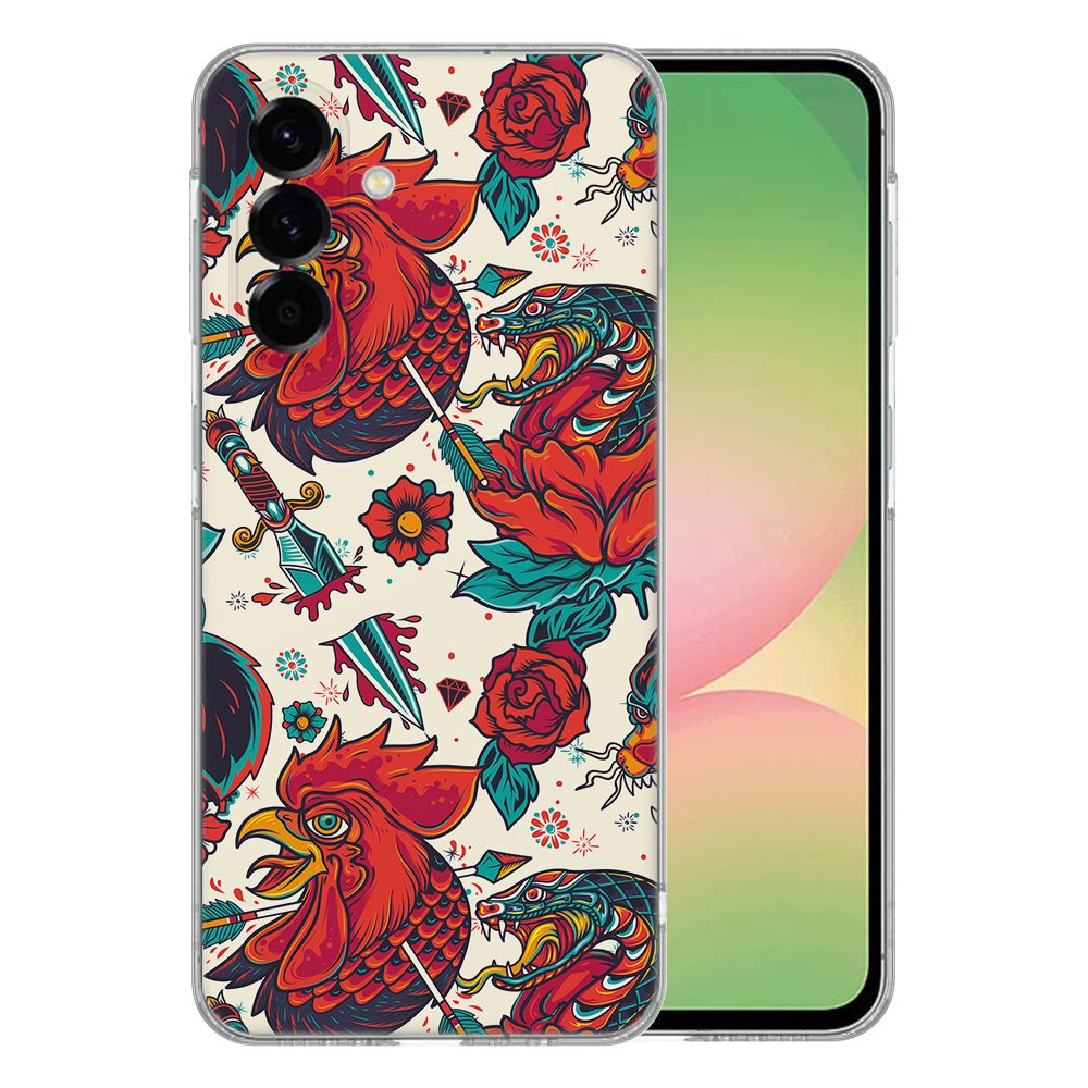 Samsung Galaxy A56 TPU Hoesje Old Skool Backcover kleurrijk gedetailleerd ontwerp
