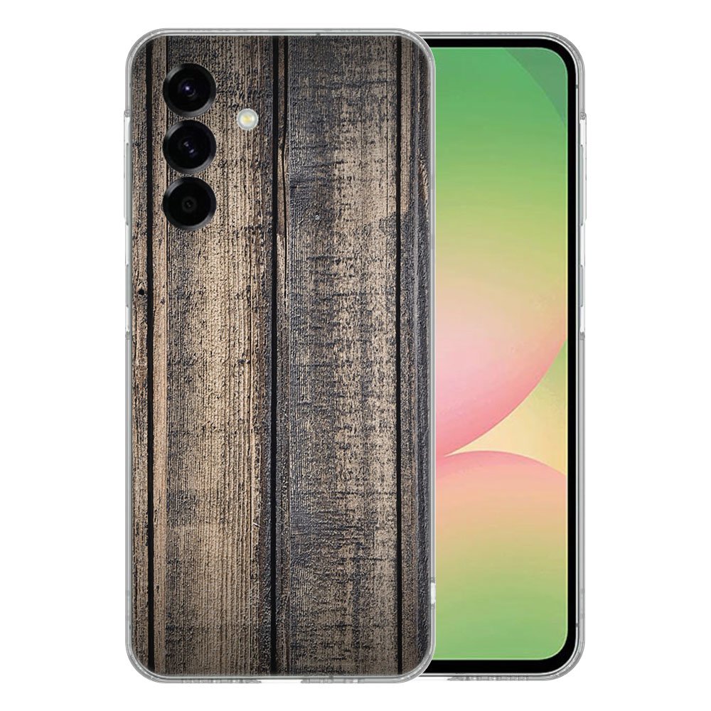 Samsung Galaxy A56 TPU Hoesje Steigerhout Backcover achteraanzicht