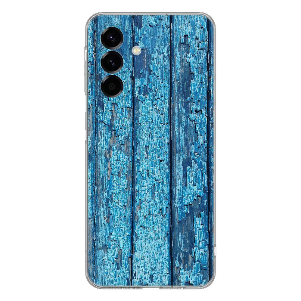 Samsung Galaxy A56 TPU Hoesje Wood Blue Backcover achterzijde