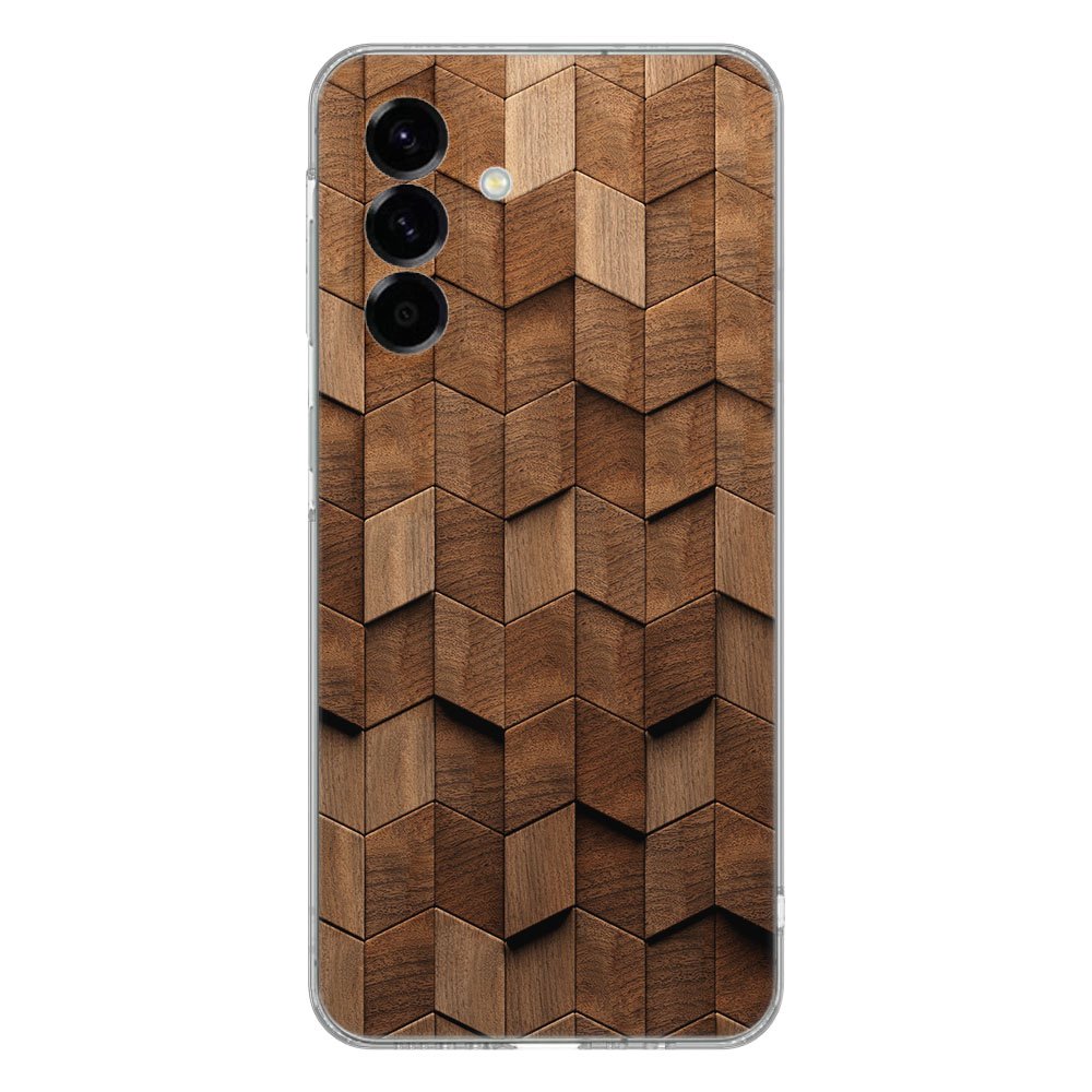 TPU Hoesje Samsung Galaxy A56 Wooden Cubes Backcover houten kubussen achterkant