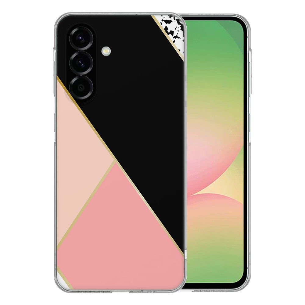 Samsung Galaxy A56 TPU Hoesje Zwart Roze Vormen Backcover achteraanzicht