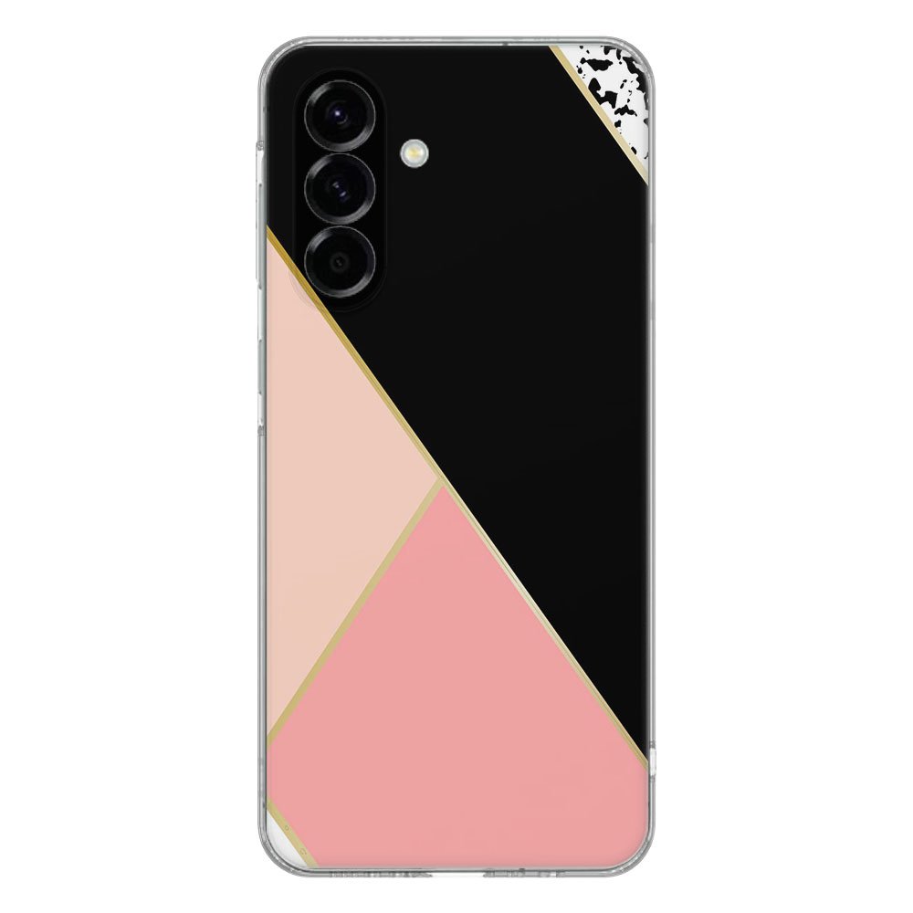 TPU Hoesje Samsung Galaxy A56 Zwart Roze Vormen Backcover design zwart roze geometrisch aanzicht