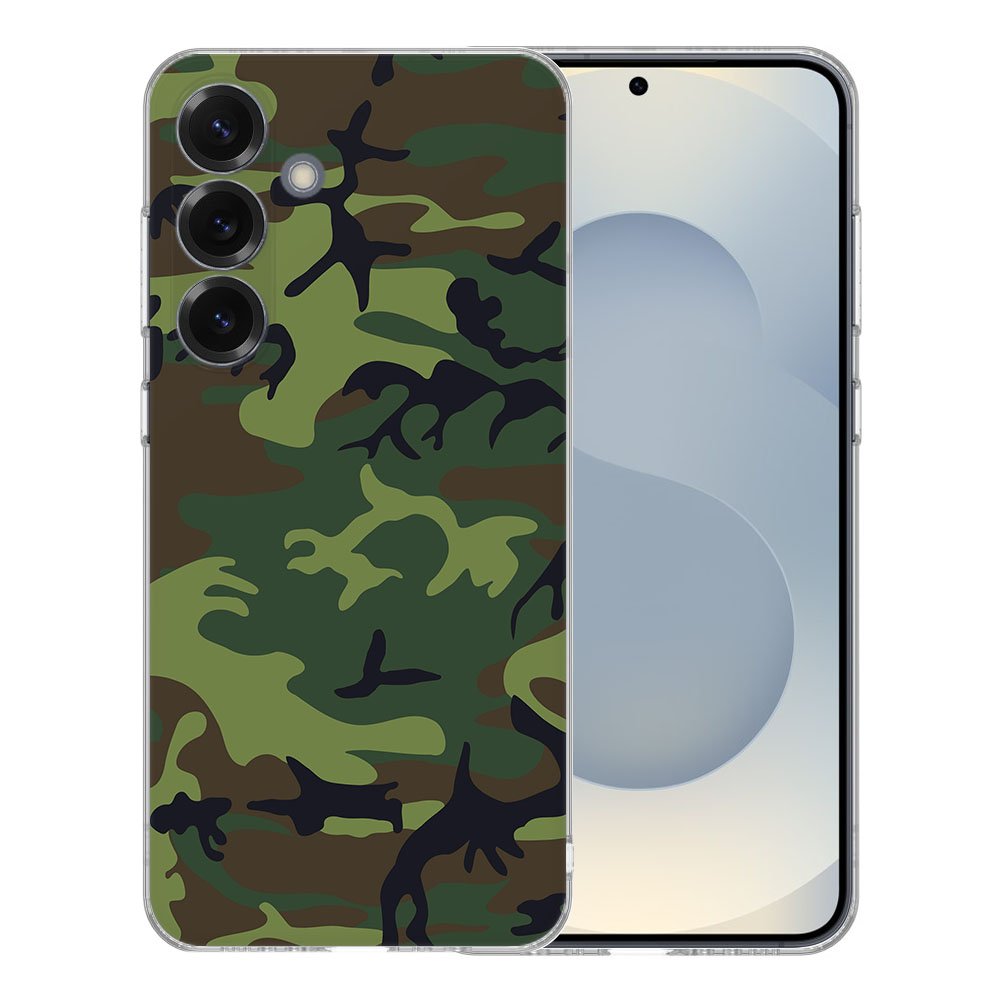 Samsung Galaxy S25 TPU Hoesje Army Dark Backcover achteraanzicht camouflagedesign