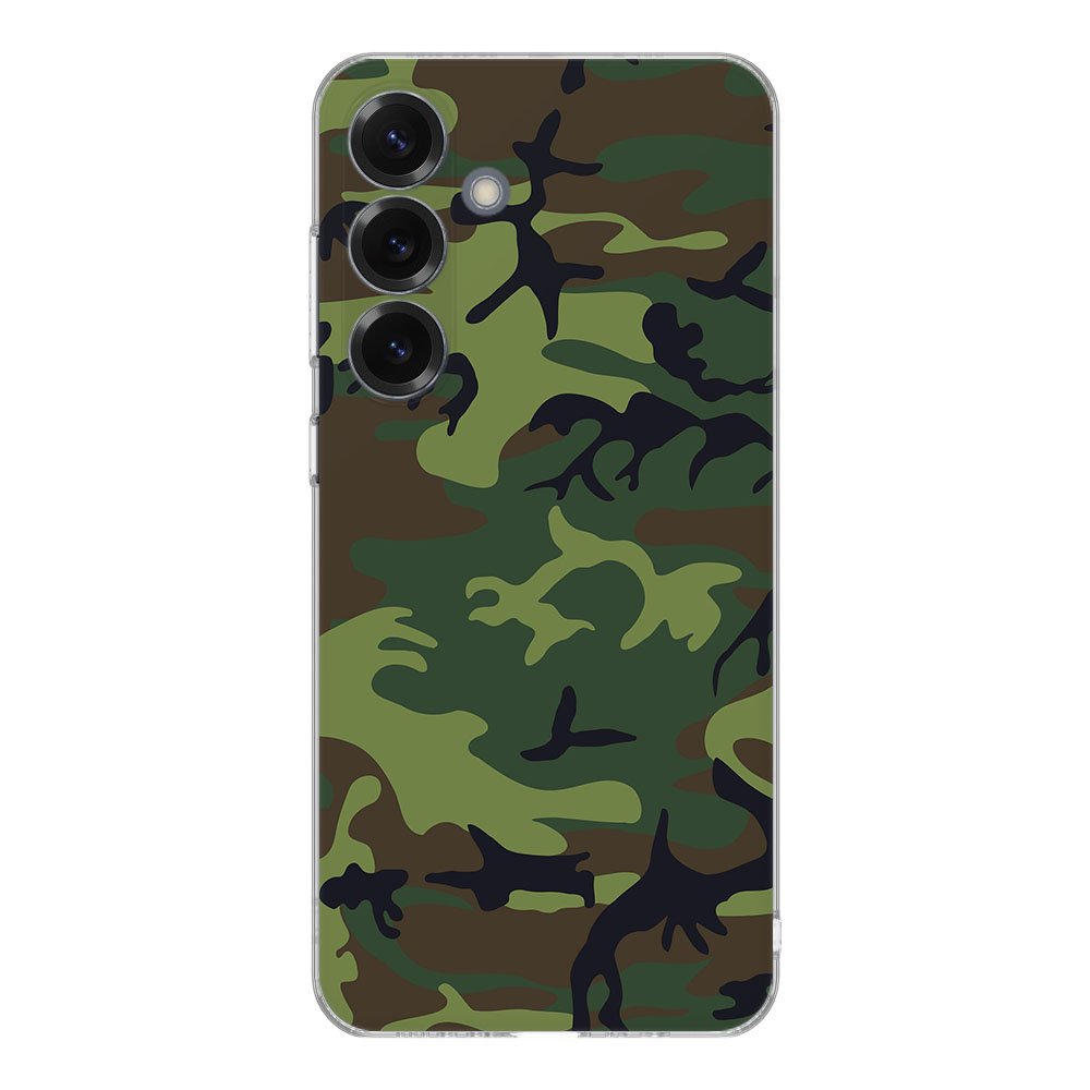 Samsung Galaxy S25 TPU Hoesje Army Dark Backcover camouflage design achteraanzicht
