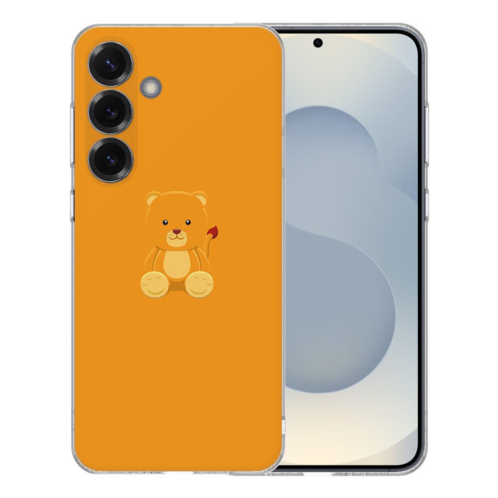 Samsung Galaxy S25 TPU Hoesje Baby Beer Backcover achterkant oranje schattige beer