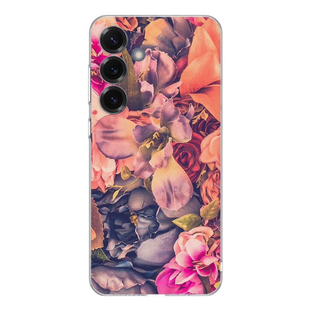 TPU Hoesje Samsung Galaxy S25 Bosje Bloemen Backcover achteraanzicht kleurrijk bloemen patroon