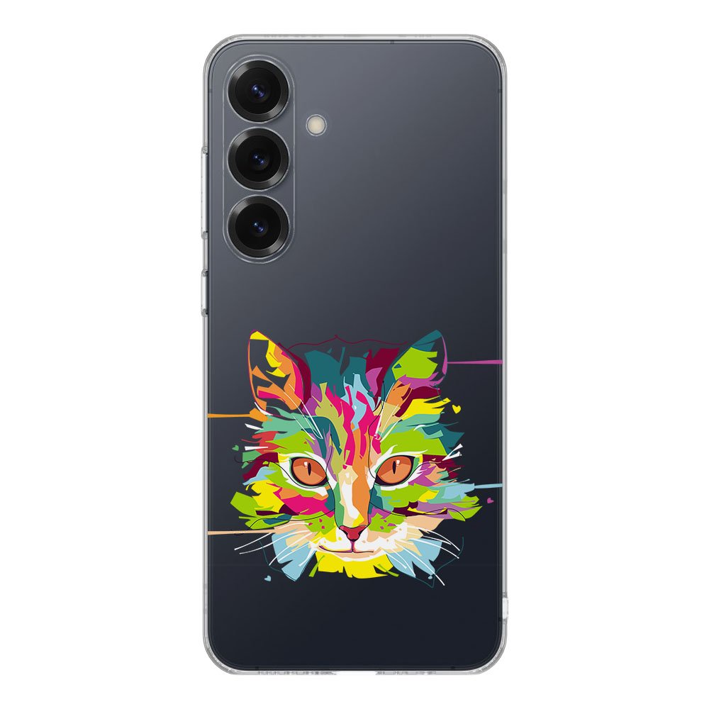 TPU Hoesje Samsung Galaxy S25 Cat Color Backcover kat gezicht achterkant