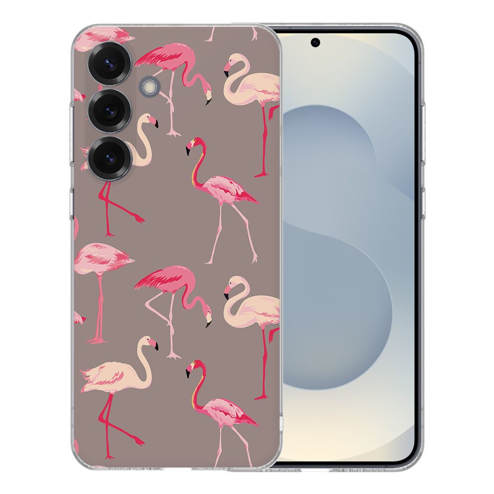 Samsung Galaxy S25 TPU Hoesje Flamingo Backcover flamingo design voorzijde
