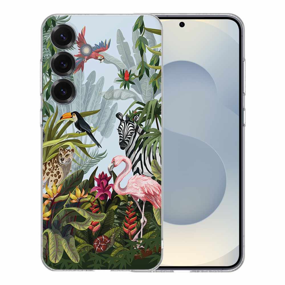 TPU Hoesje Samsung Galaxy S25 Jungle Backcover jungle design achteraanzicht