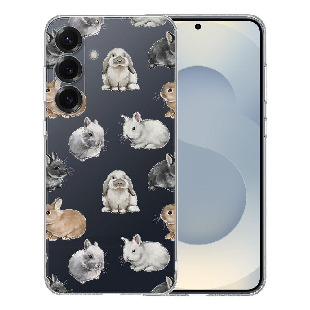 Samsung Galaxy S25 TPU Hoesje Konijntjes Backcover achteraanzicht