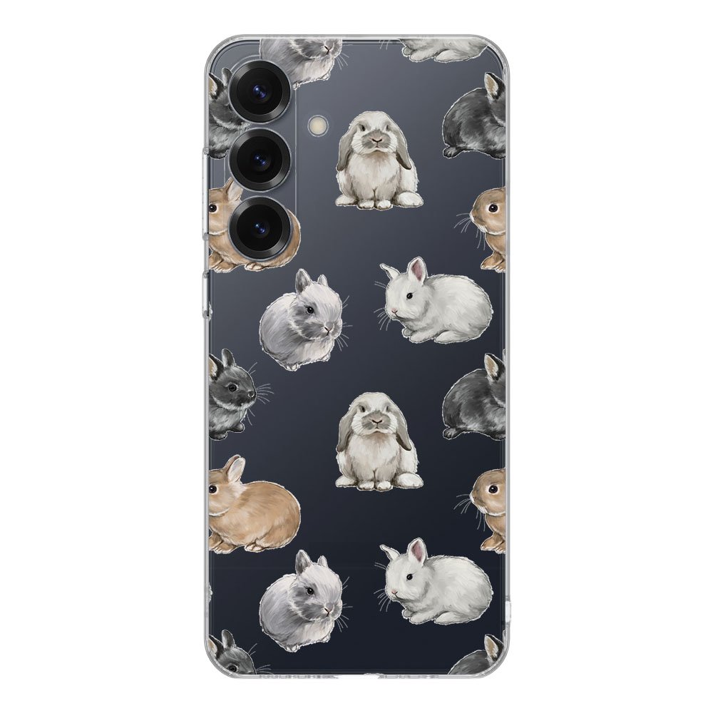 Samsung Galaxy S25 TPU Hoesje Konijntjes Backcover achterkant met konijnen