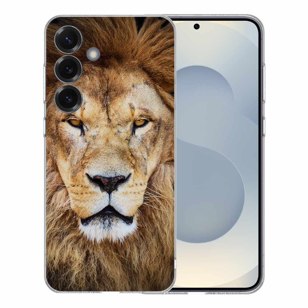 Samsung Galaxy S25 TPU Hoesje Leeuw Backcover voorkant met leeuwendesign