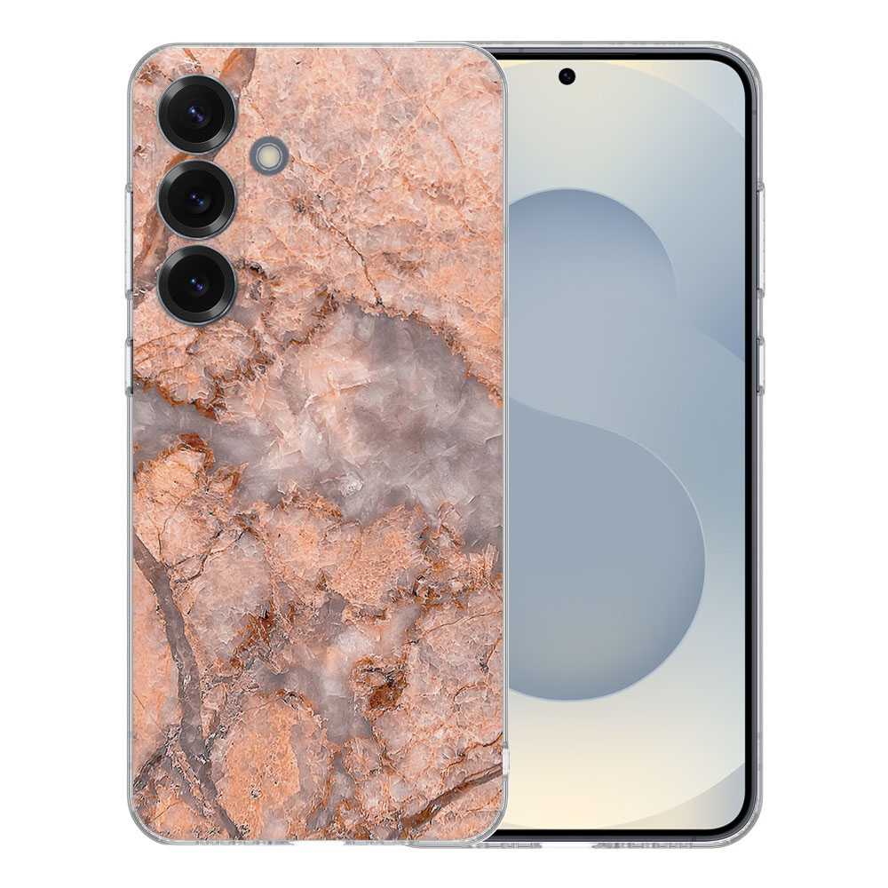Samsung Galaxy S25 TPU Hoesje Marmer Oranje achterkant