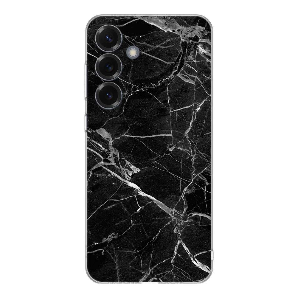 Samsung Galaxy S25 TPU Hoesje Marmer Zwart Backcover achterkant