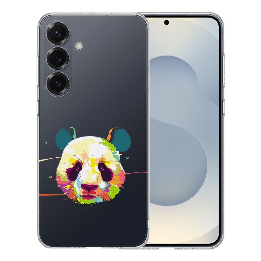 TPU Hoesje Samsung Galaxy S25 Panda Color Backcover achterkant kleurige panda hoofd