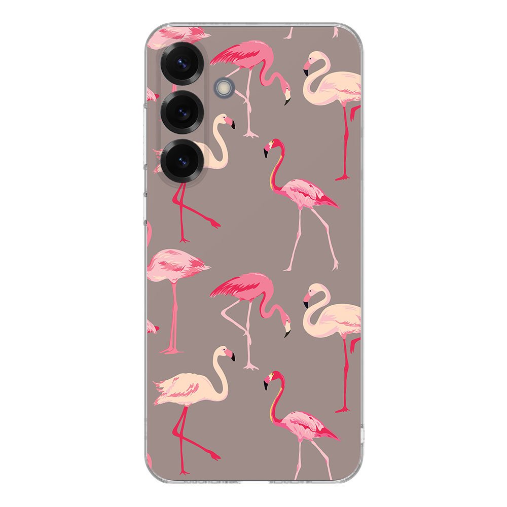 Samsung Galaxy S25 Plus TPU Hoesje Flamingo Backcover flamingo design achteraanzicht