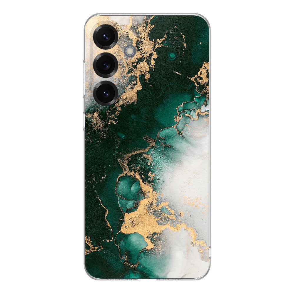 Samsung Galaxy S25 Plus TPU Hoesje Marmer Groen Backcover achteraanzicht