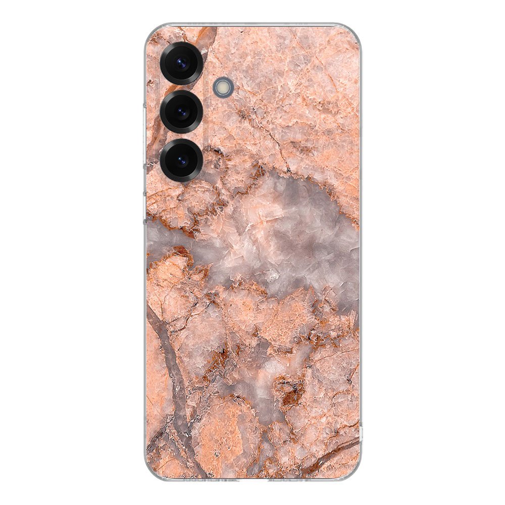 Samsung Galaxy S25 Plus TPU Hoesje Marmer Oranje Backcover achteraanzicht