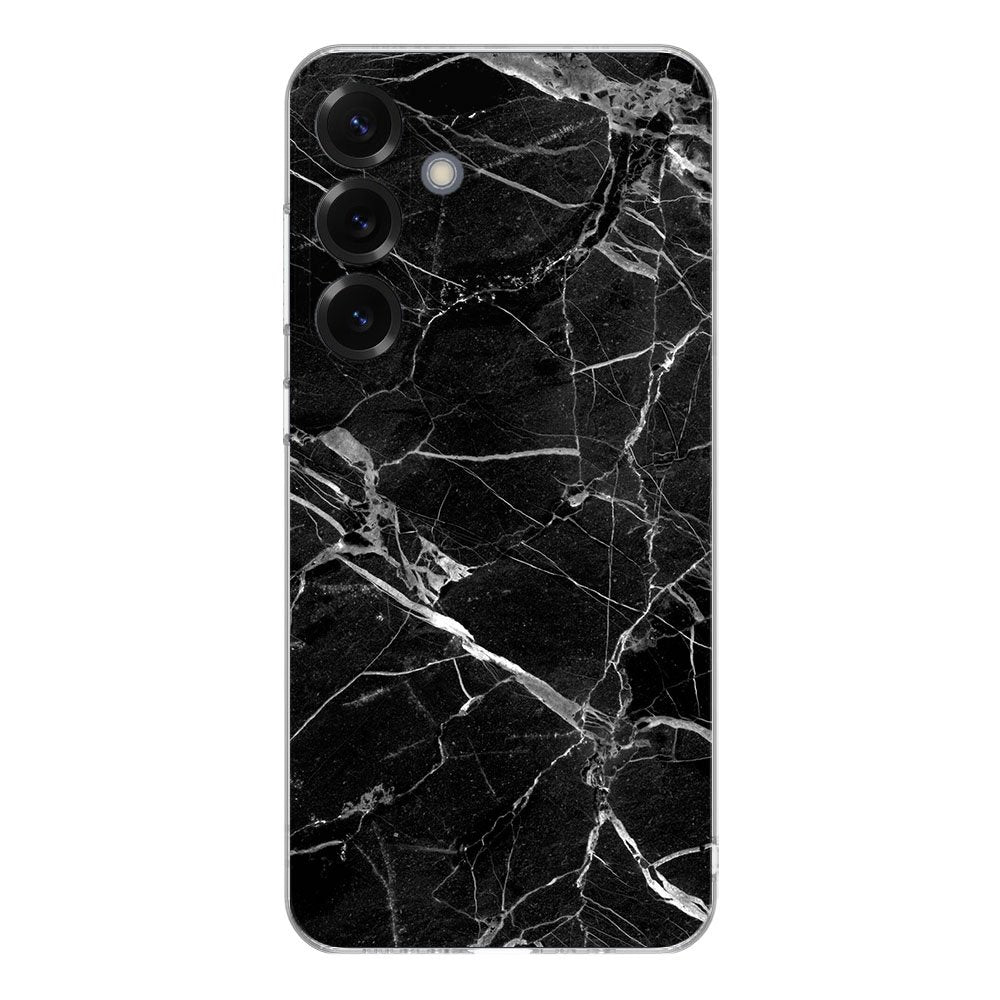 Samsung Galaxy S25 Plus TPU Hoesje Marmer Zwart Backcover achterkant