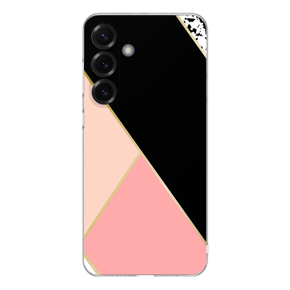 Samsung Galaxy S25 Plus TPU Hoesje Zwart Roze Vormen achterkant