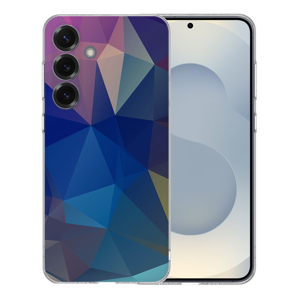 Samsung Galaxy S25 TPU Hoesje Polygon Dark achterkant aanzicht
