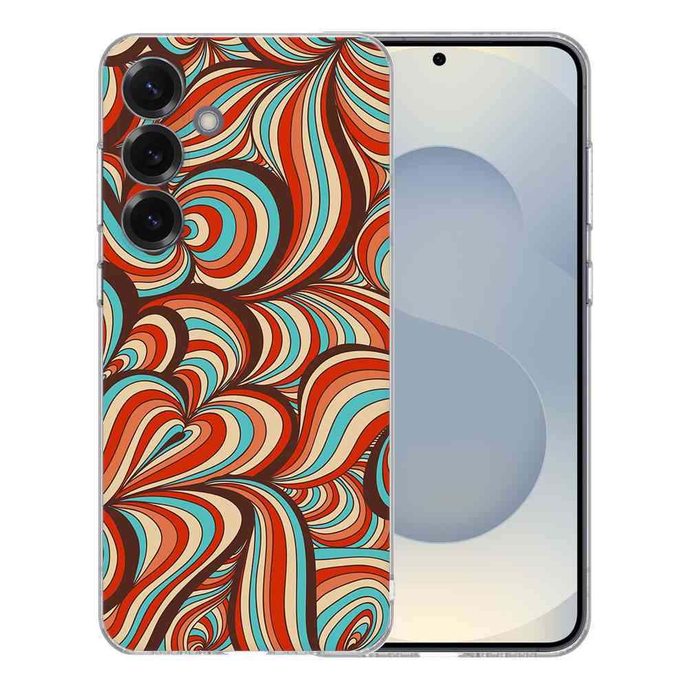 Samsung Galaxy S25 TPU Hoesje Retro Backcover kleurrijk design achteraanzicht