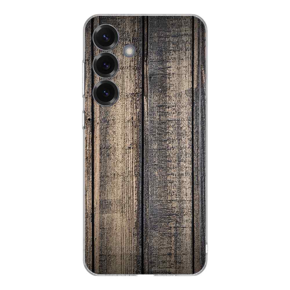 Samsung Galaxy S25 TPU Hoesje Samsung Galaxy S25 - Steigerhout Backcover steigerhout achterkant
