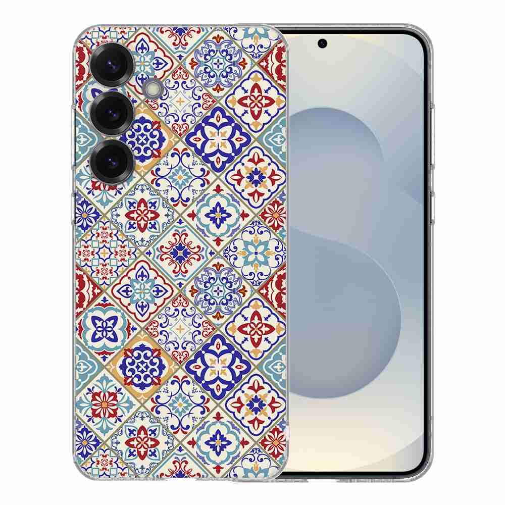 Samsung Galaxy S25 TPU Hoesje Tiles Color Backcover achterzijde