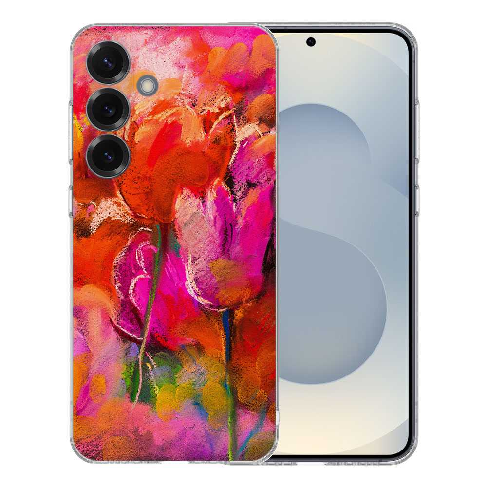 TPU Hoesje Samsung Galaxy S25 Tulips Backcover kleurrijk design achterzijde