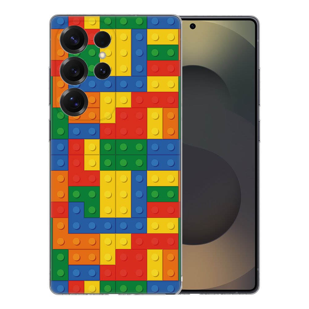 Samsung Galaxy S25 Ultra TPU Hoesje Blokken Backcover kleurrijk ontwerp achterzijde