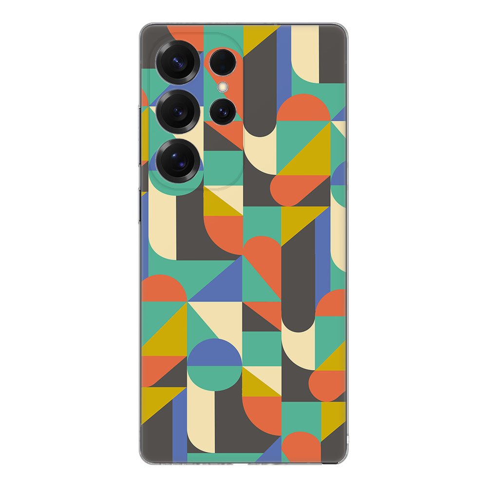 Samsung Galaxy S25 Ultra TPU Hoesje Funky Retro Backcover design kleurrijk patroon aanzicht