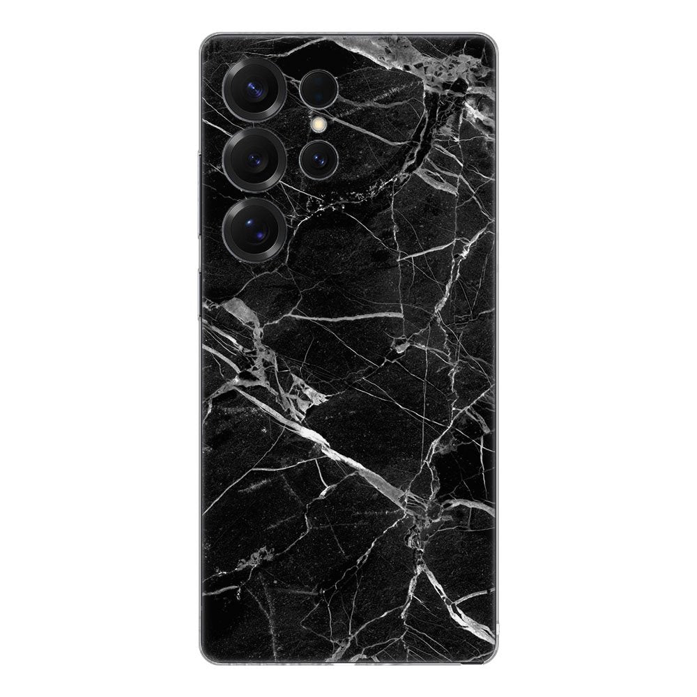 Samsung Galaxy S25 Ultra TPU Hoesje Marmer Zwart Backcover achterkant