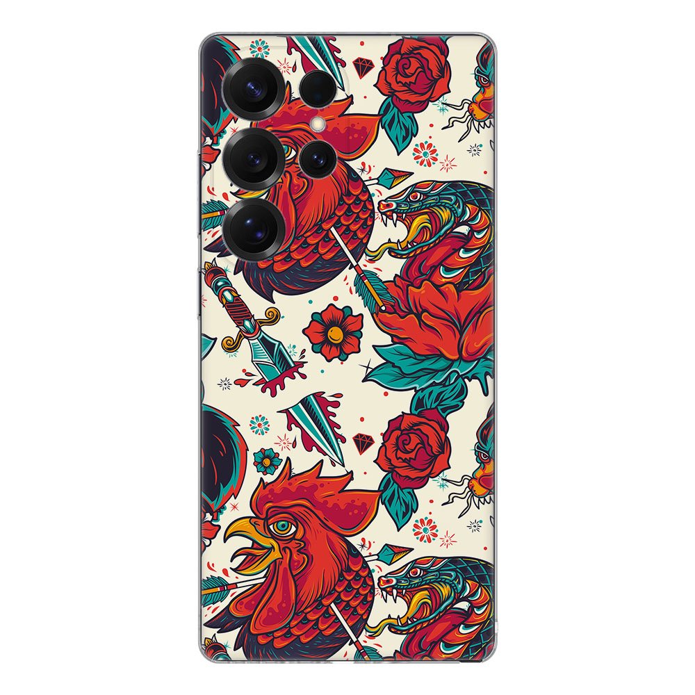 TPU Hoesje Samsung Galaxy S25 Ultra - Old Skool Backcover kleurrijk design tattoo stijlen