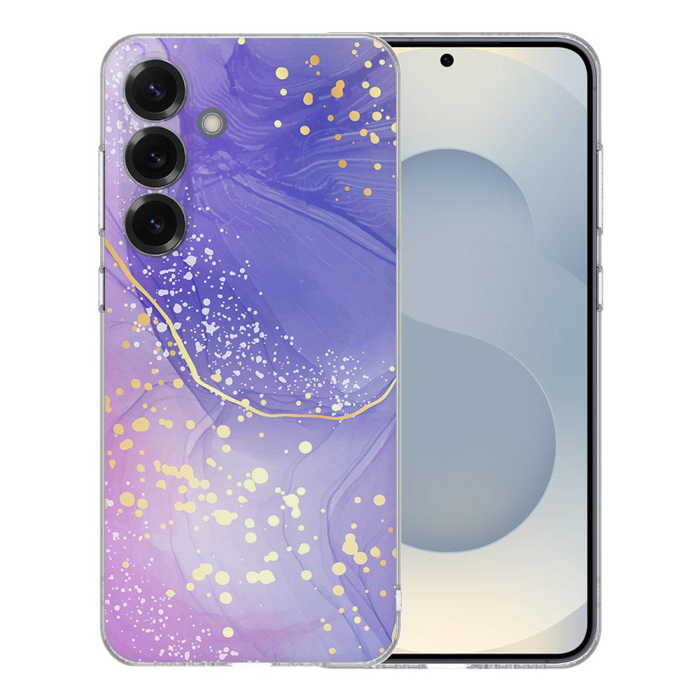 Samsung Galaxy S25 TPU Hoesje Watercolor Paars Backcover zijaanzicht