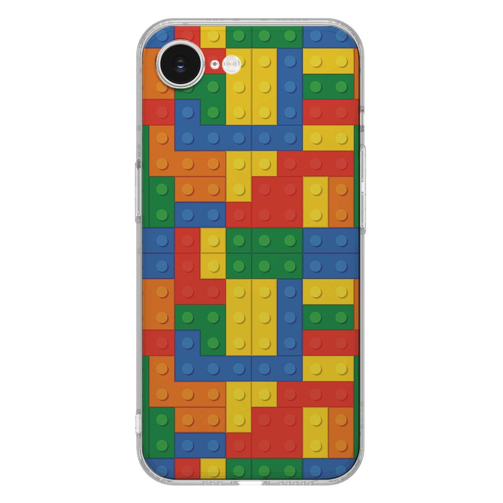 TPU Hoesje iPhone 16e Blokken Backcover met kleurrijk blokken design