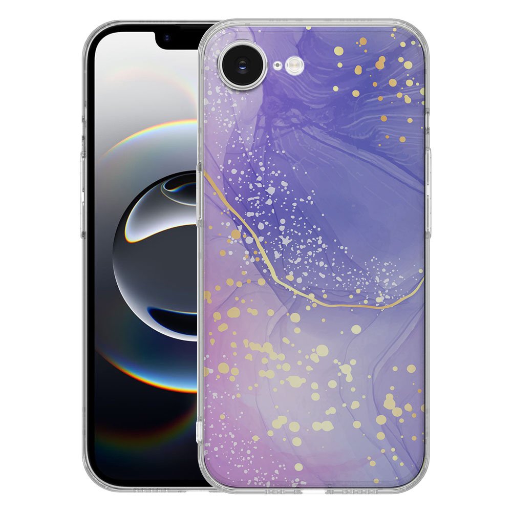 Apple iPhone 16e TPU Hoesje iPhone 16e Watercolor Paars Backcover achteraanzicht
