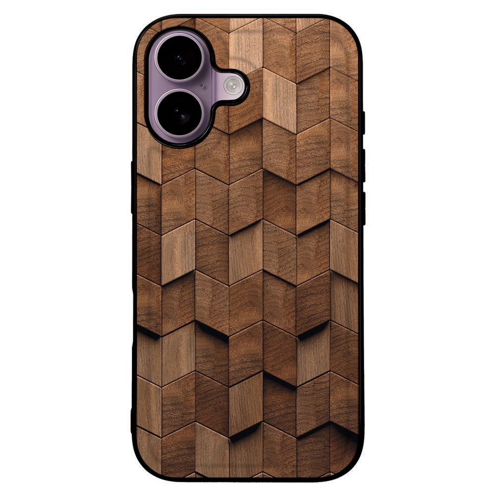 TPU Hoesje iPhone 17 Wooden Cubes hout patroon achterkant