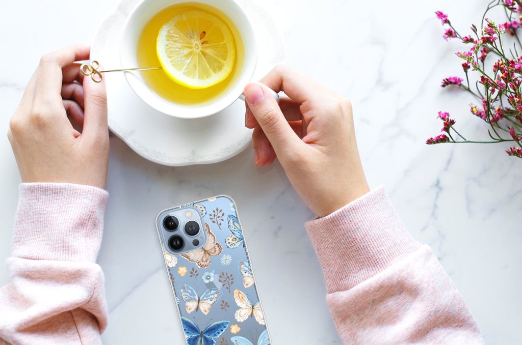 Apple iPhone 13 Pro TPU Hoesje voor Apple iPhone 13 Pro Vlinder handen thee